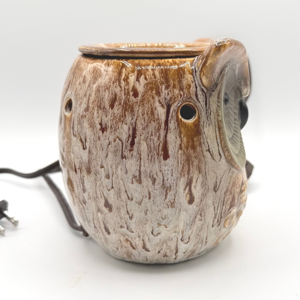 Owl Wax Warmer Electric Brown Glazed Ceramic Excellent SC-236 Rimports Inc